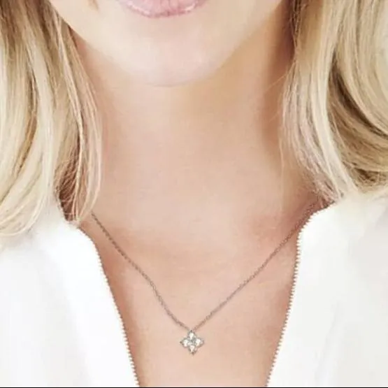 0.4 Ct Diamond Clover Pendant Necklace
