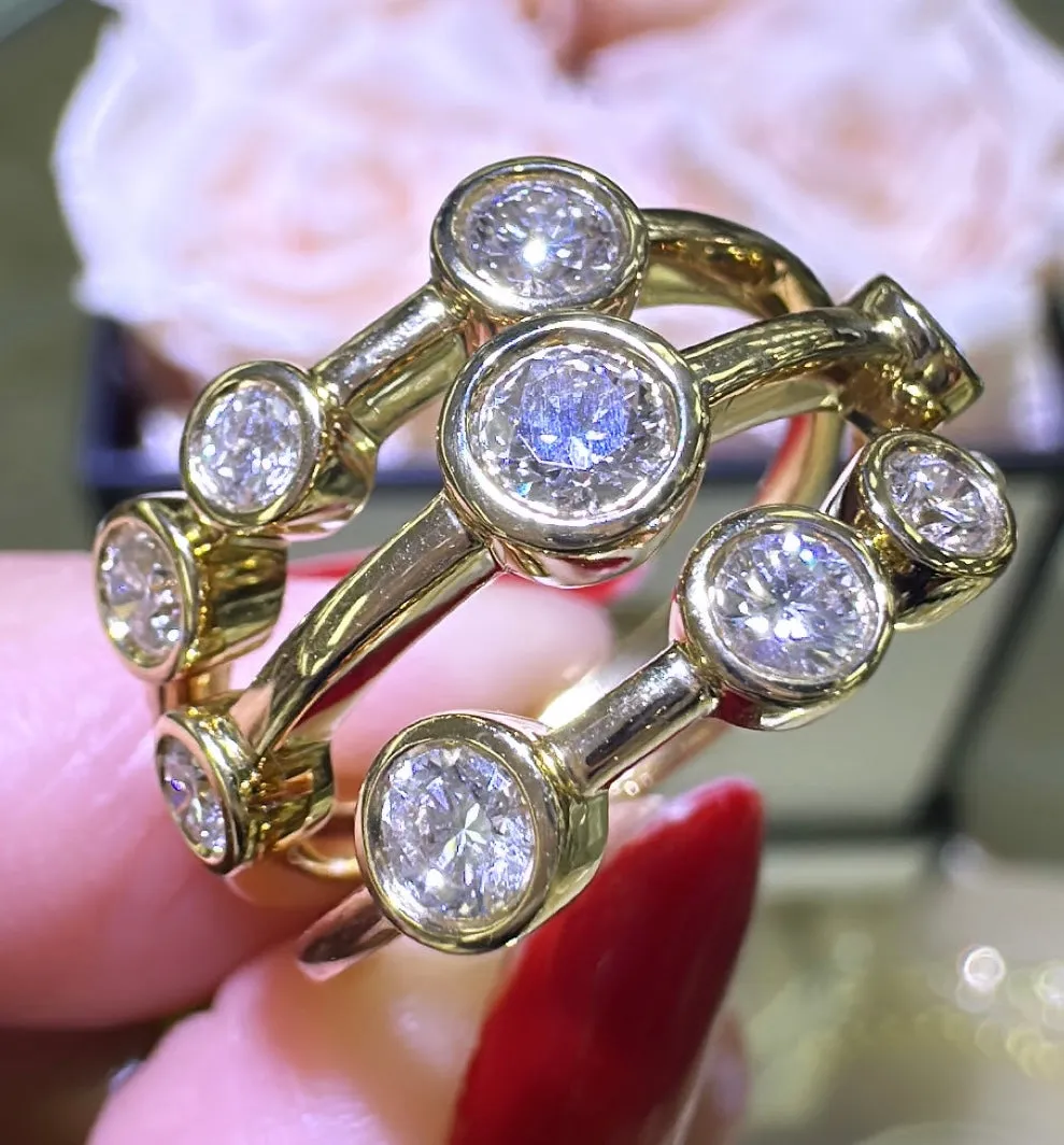 0.98ct tw Bezel Set Multi Row Diamond Diamond Ring