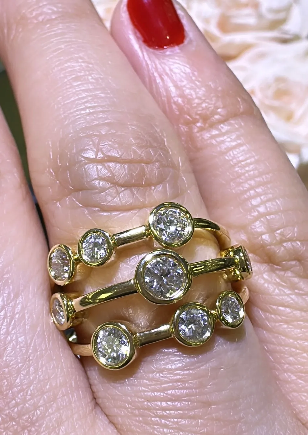 0.98ct tw Bezel Set Multi Row Diamond Diamond Ring