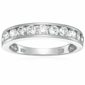 1 cttw Half Eternity Diamond Wedding Band in Silver