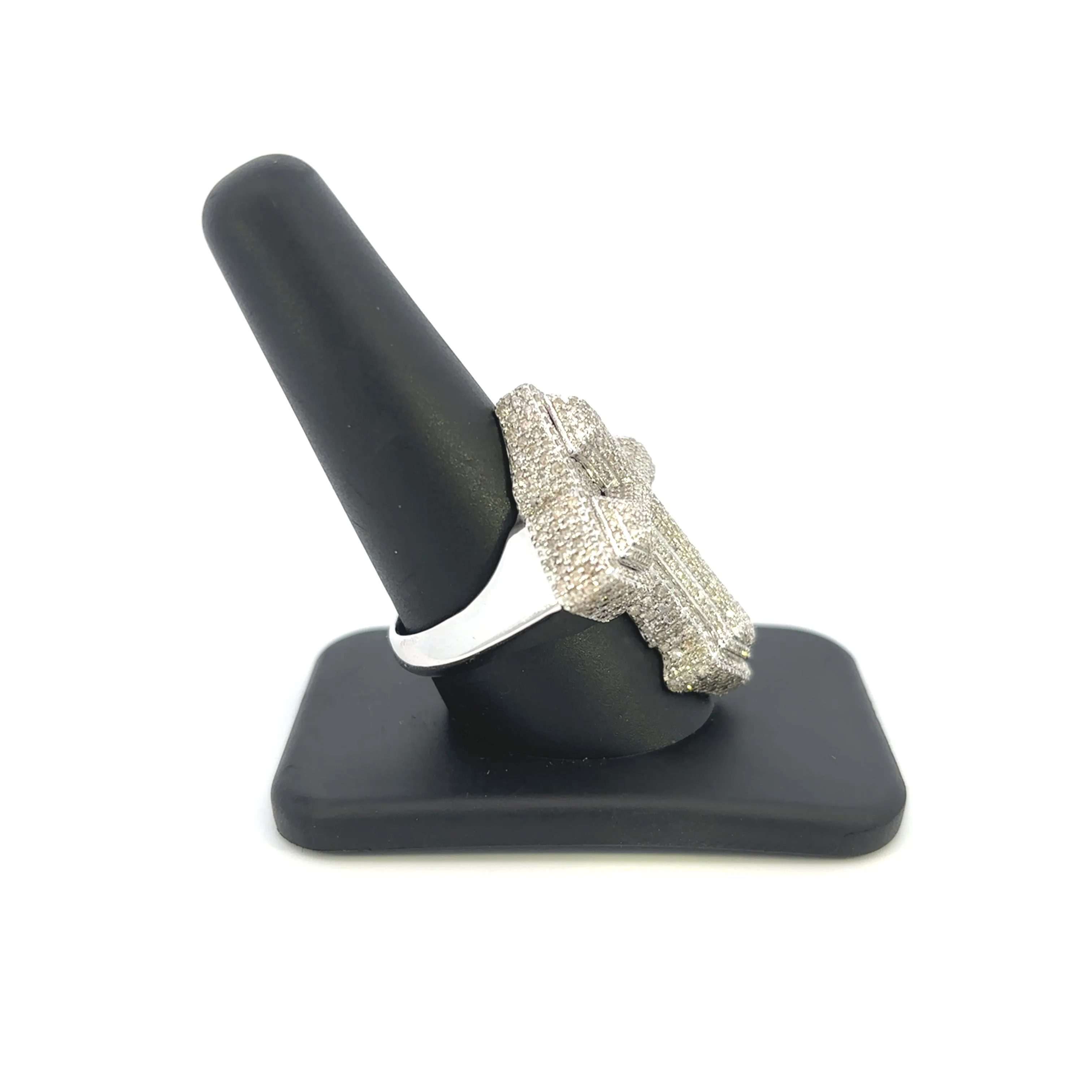 10K Diamond Layered Cross Ring