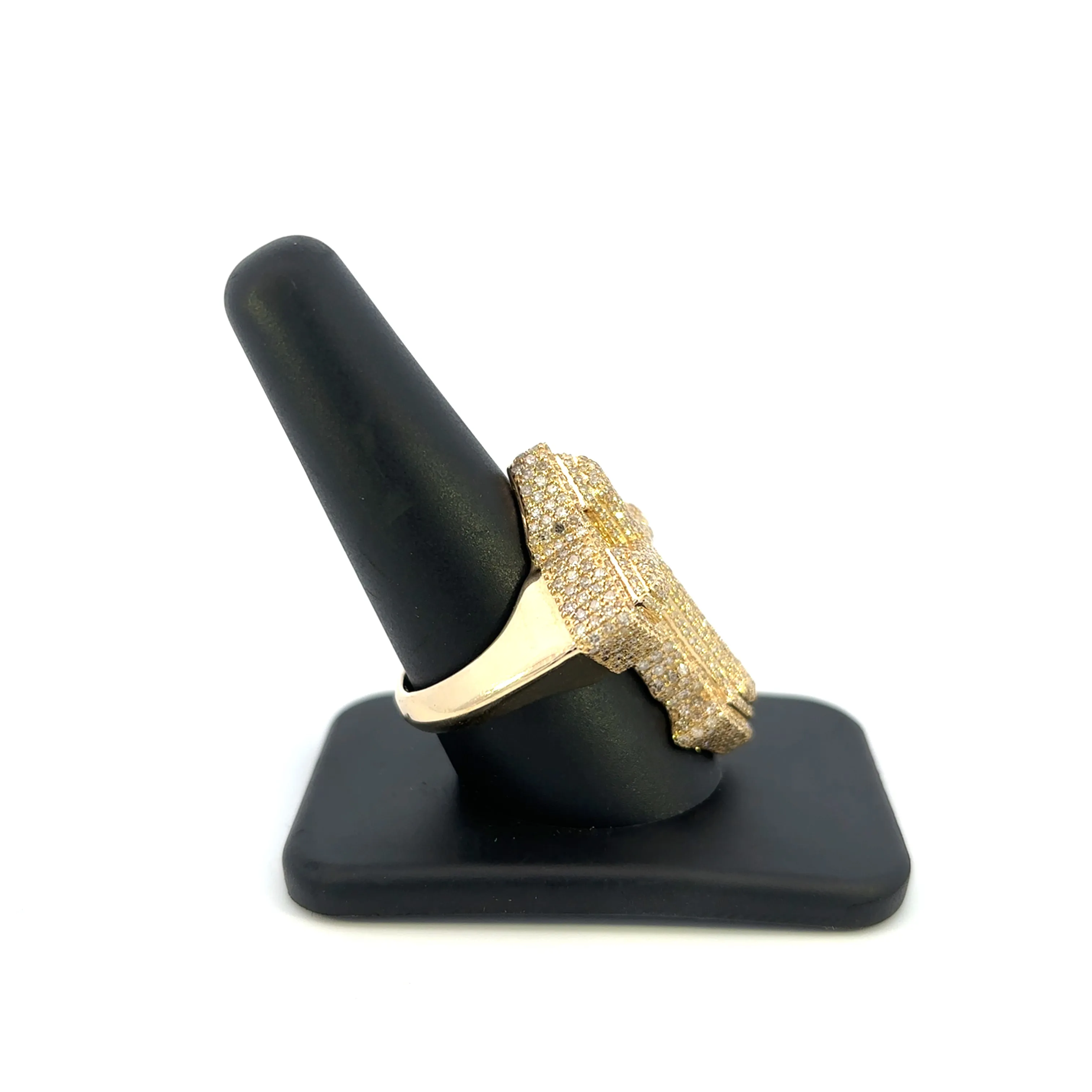 10K Diamond Layered Cross Ring