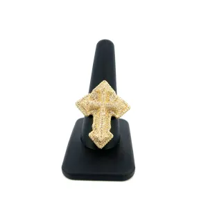 10K Diamond Layered Cross Ring
