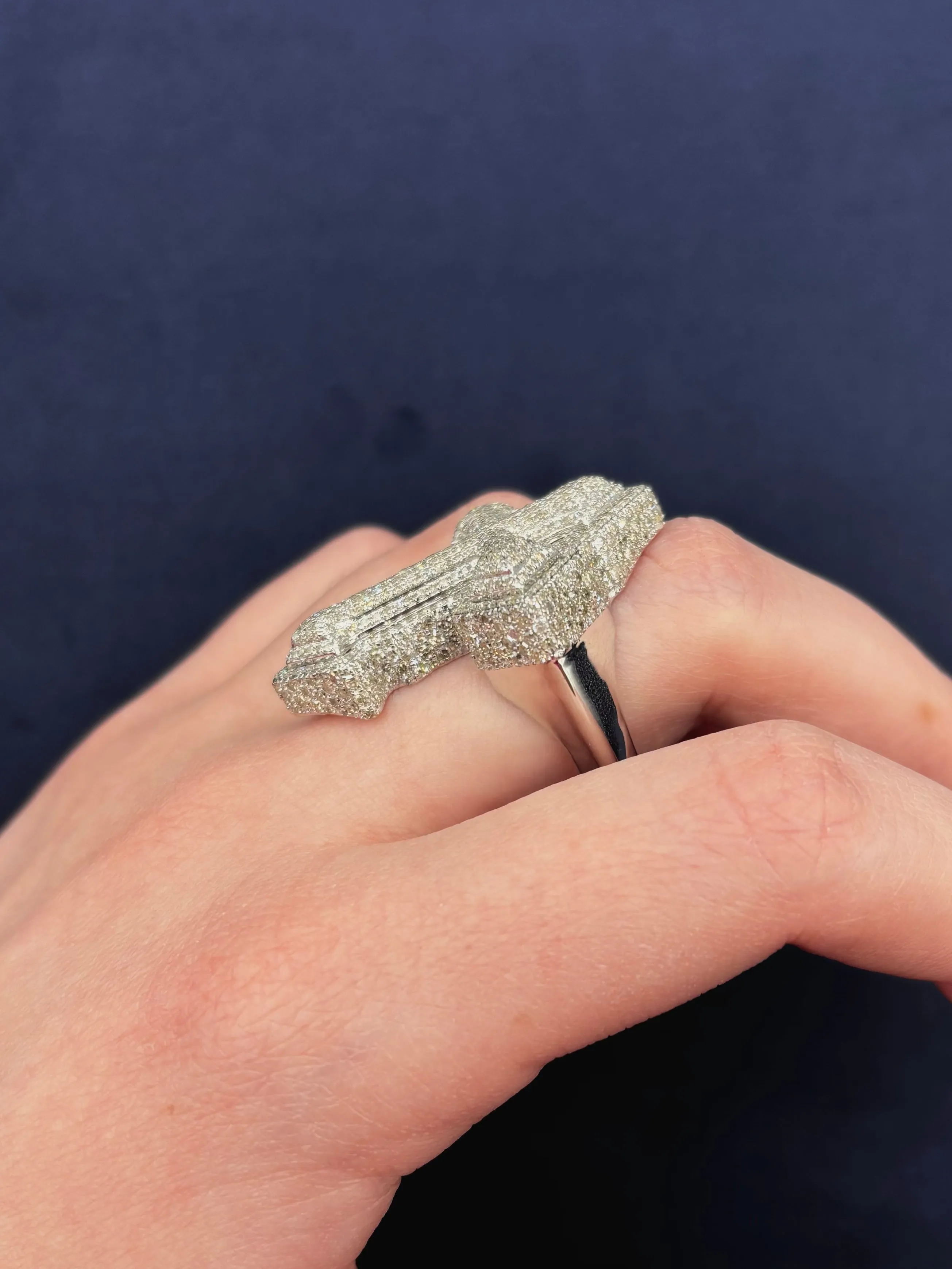10K Diamond Layered Cross Ring