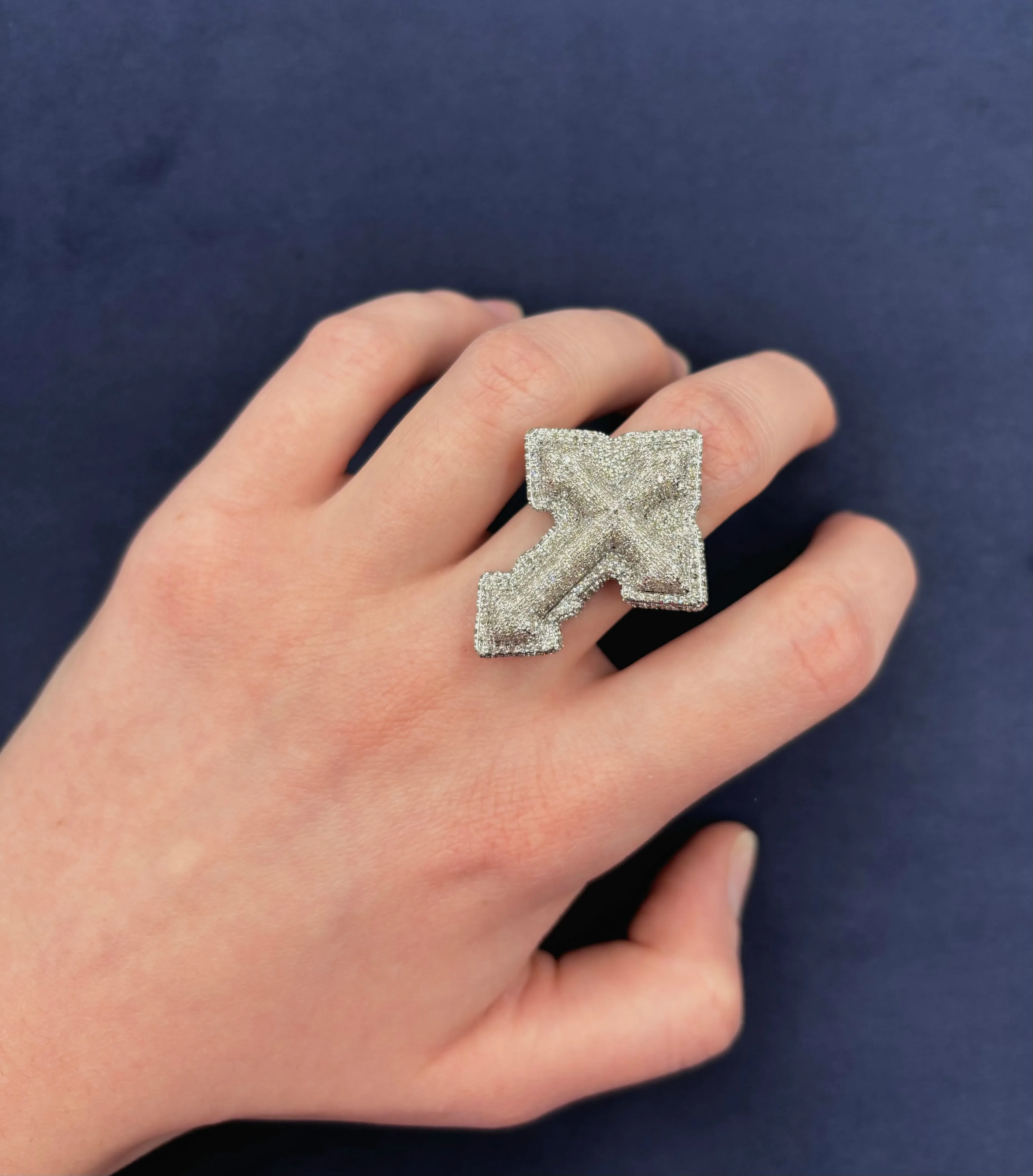 10K Diamond Layered Cross Ring