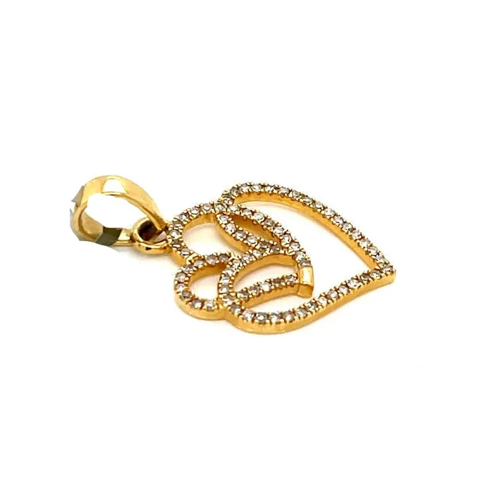 10k Gold Layered Heart Real Diamond Pendant Charm .36ct - SP25708