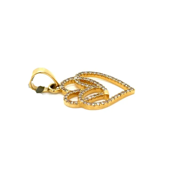 10k Gold Layered Heart Real Diamond Pendant Charm .36ct - SP25708