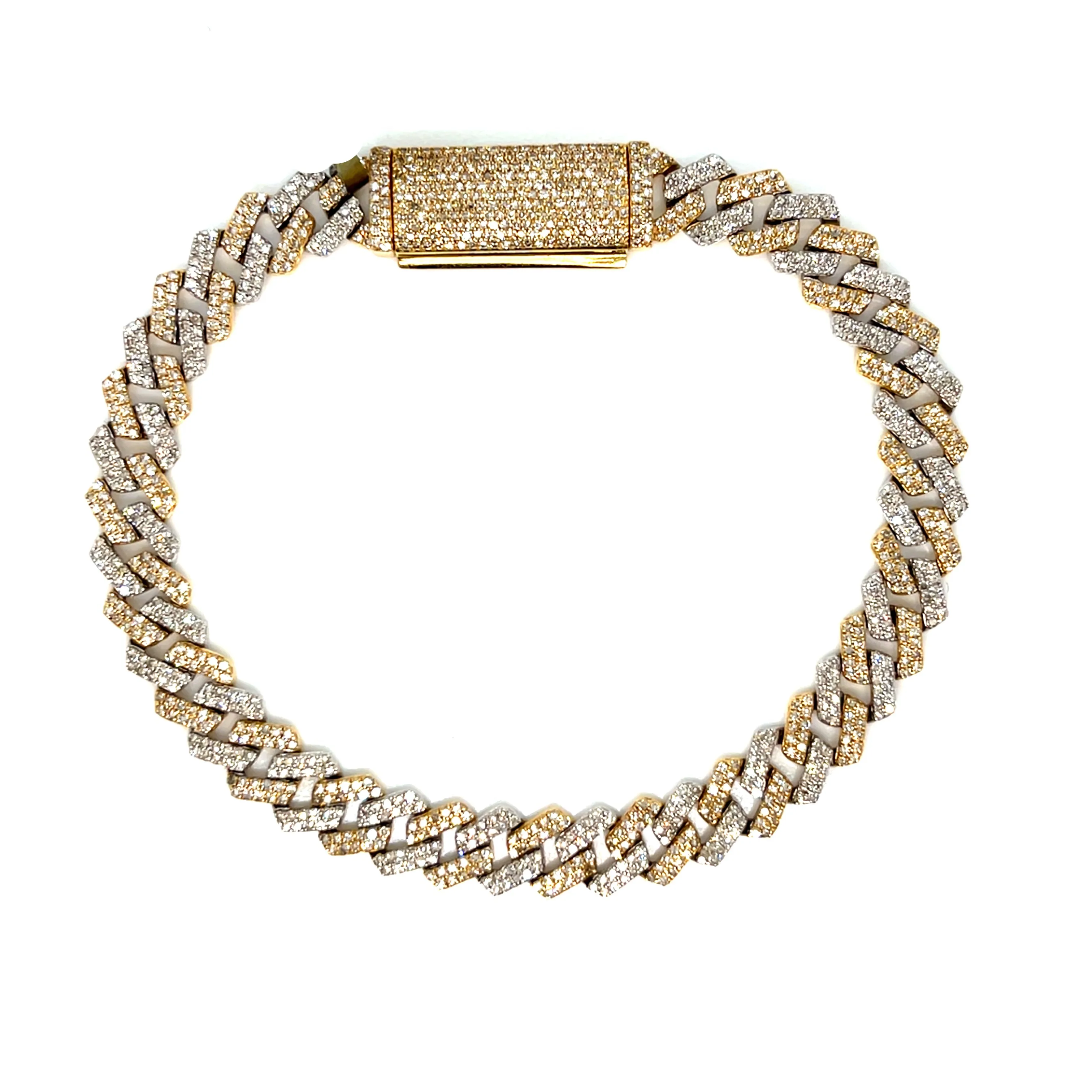 10k Gold Natural Diamond 8" Iced Out Miami Cuban 8mm Bracelet -  SBR16104A