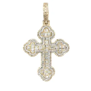 10k Gold Round & Baguette 2.68ct Diamond Cross Pendant - CSP34248