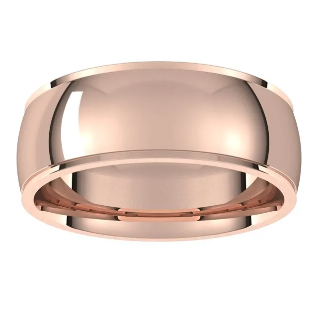 10K Rose Gold 7 mm Half Round Edge Comfort Fit Wedding Band