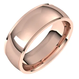 10K Rose Gold 7 mm Half Round Edge Comfort Fit Wedding Band