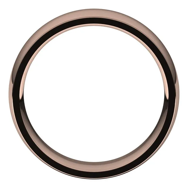 10K Rose Gold 7 mm Half Round Edge Comfort Fit Wedding Band
