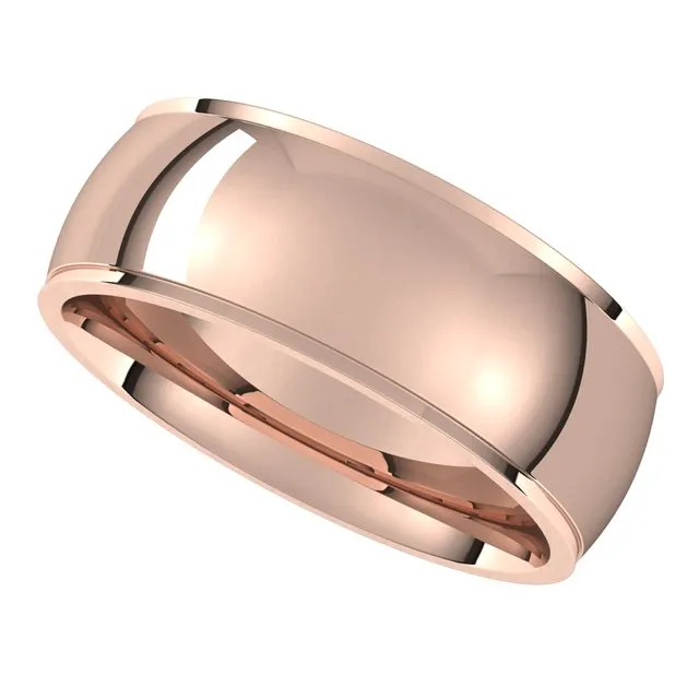 10K Rose Gold 7 mm Half Round Edge Comfort Fit Wedding Band