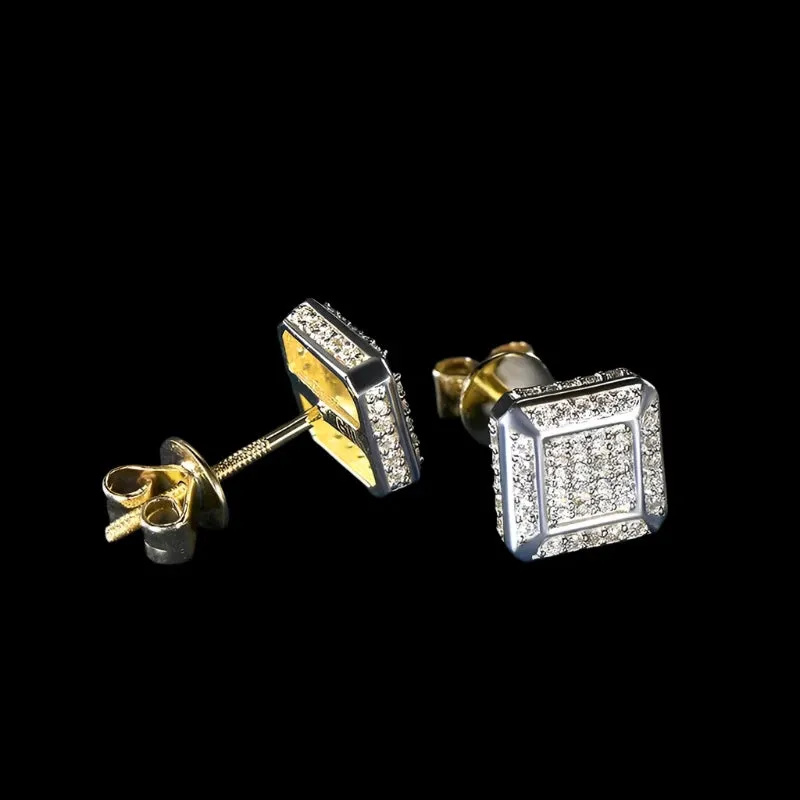 10k Solid Gold Micro Inlaid Diamond Stud Earrings