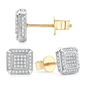 10k Solid Gold Micro Inlaid Diamond Stud Earrings