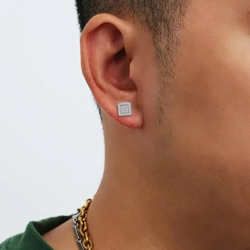 10k Solid Gold Micro Inlaid Diamond Stud Earrings