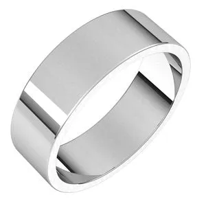 10K White 6 mm Flat Band Size 9.5