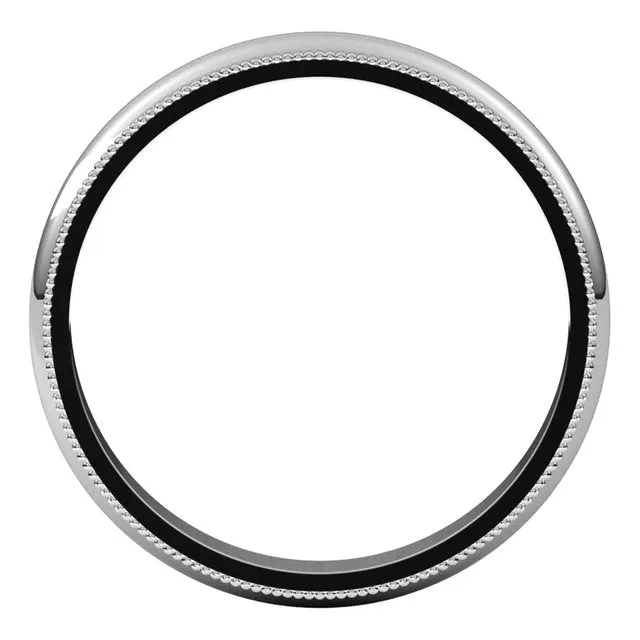 10K White Gold 3 mm Milgrain Half Round Wedding Band