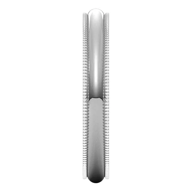 10K White Gold 3 mm Milgrain Half Round Wedding Band