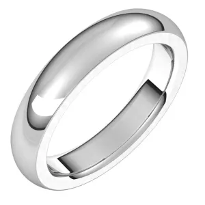 10K White Gold 4 mm Half Round Comfort Fit Heavy Wedding Band