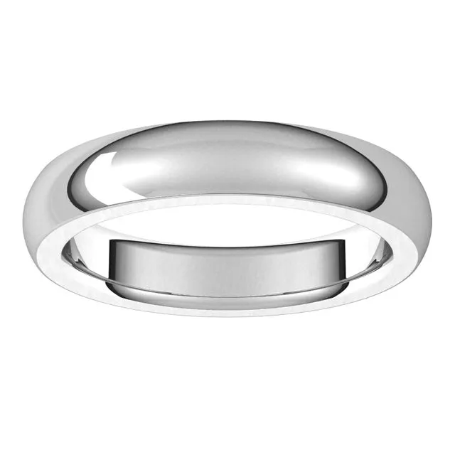 10K White Gold 4 mm Half Round Comfort Fit Heavy Wedding Band