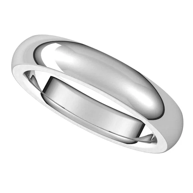 10K White Gold 4 mm Half Round Comfort Fit Heavy Wedding Band