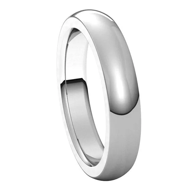 10K White Gold 4 mm Half Round Comfort Fit Heavy Wedding Band