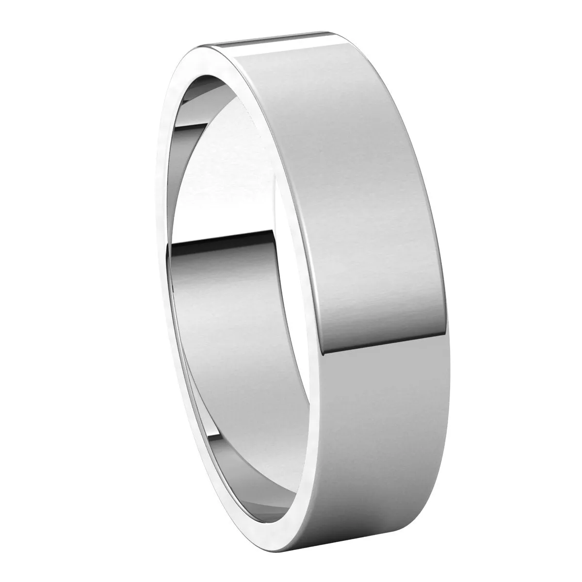 10K White Gold 5 mm flat Wedding Band
