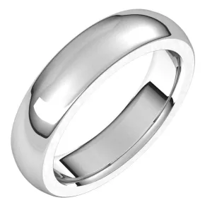 10K White Gold 5 mm Half Round Comfort Fit Heavy Wedding Band