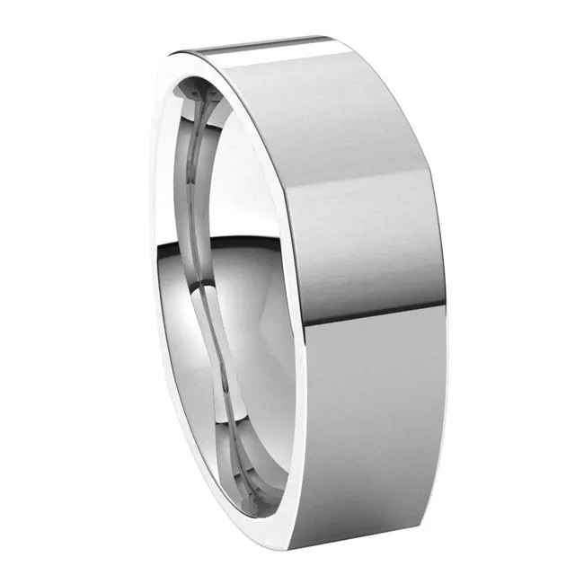 10K White Gold 6 mm Square Comfort Fit Wedding Band