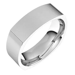 10K White Gold 6 mm Square Comfort Fit Wedding Band