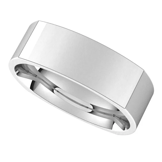 10K White Gold 6 mm Square Comfort Fit Wedding Band