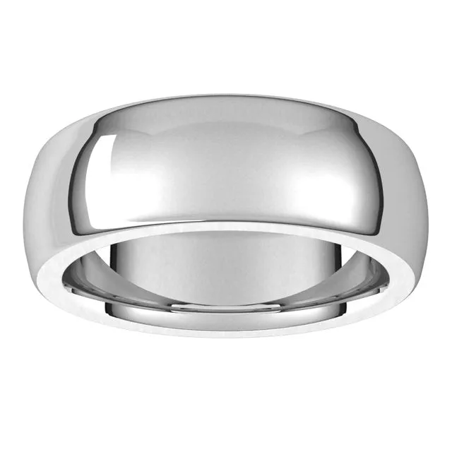 10K White Gold 7 mm Half Round Comfort Fit Heavy Wedding Band