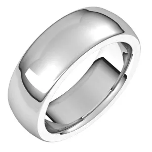 10K White Gold 7 mm Half Round Comfort Fit Heavy Wedding Band