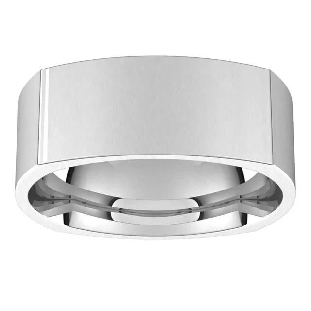 10K White Gold 7 mm Square Comfort Fit Wedding Band