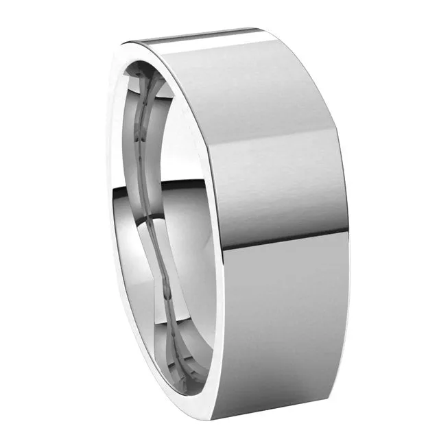 10K White Gold 7 mm Square Comfort Fit Wedding Band