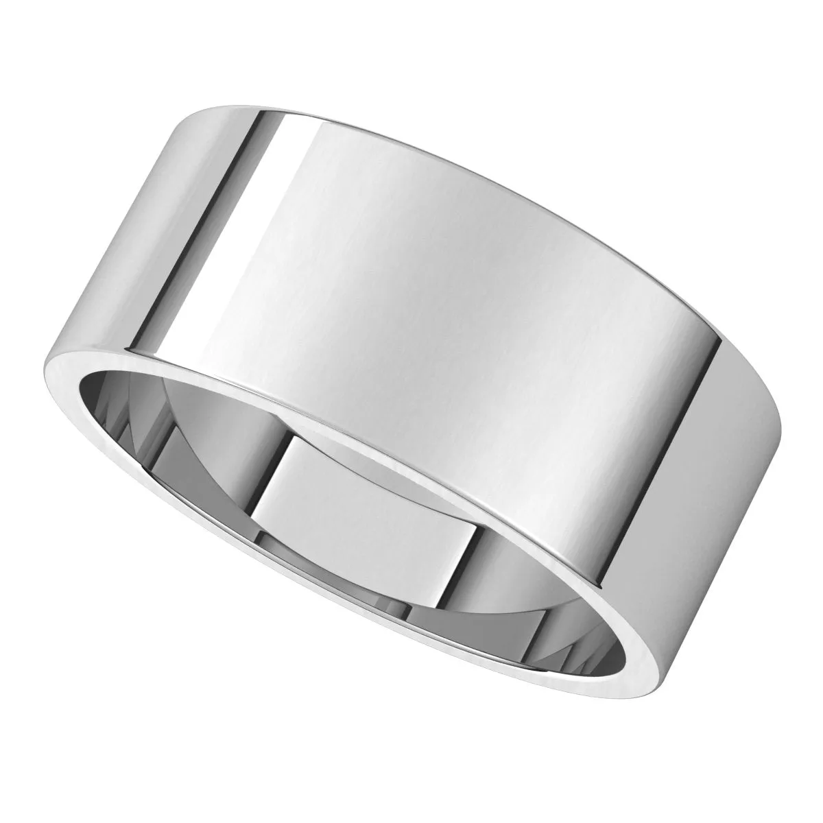 10K White Gold 8 mm flat Wedding Band
