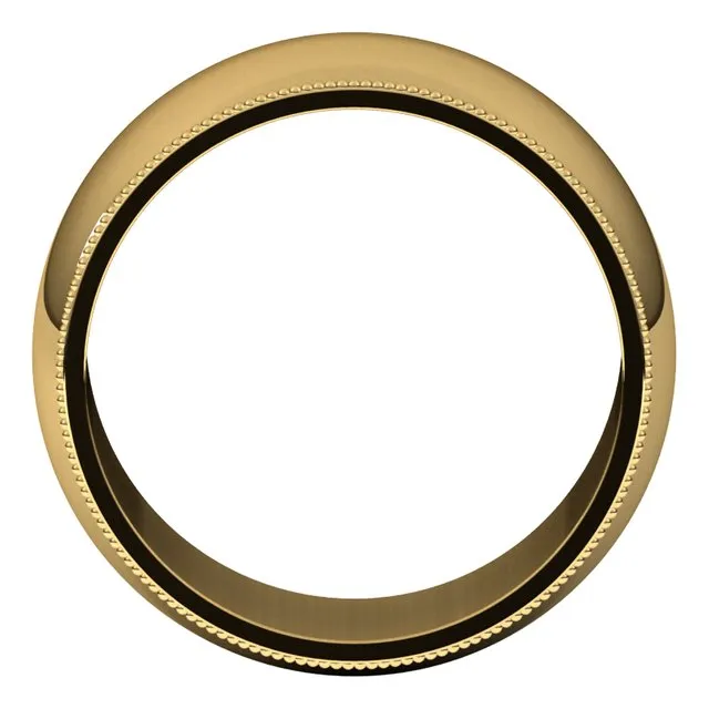 10K Yellow Gold 10 mm Milgrain Half Round Wedding Band