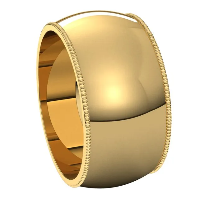 10K Yellow Gold 10 mm Milgrain Half Round Wedding Band