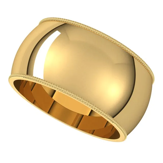 10K Yellow Gold 10 mm Milgrain Half Round Wedding Band