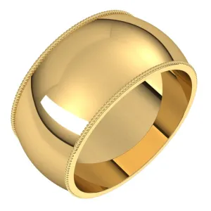 10K Yellow Gold 10 mm Milgrain Half Round Wedding Band