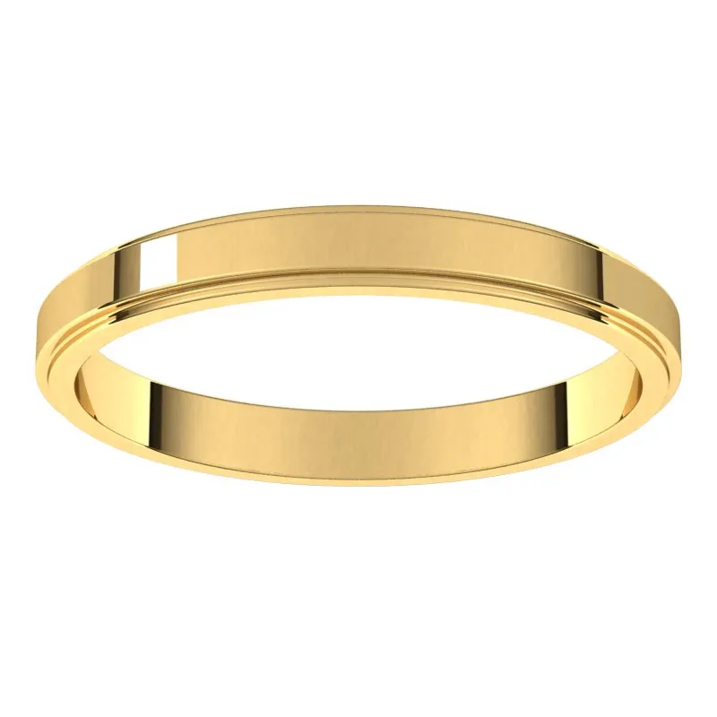 10K Yellow Gold 2.5 mm flat edge Wedding Band