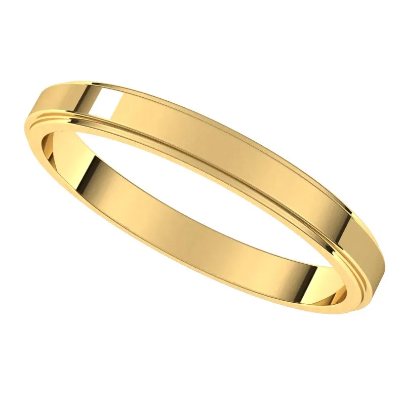 10K Yellow Gold 2.5 mm flat edge Wedding Band