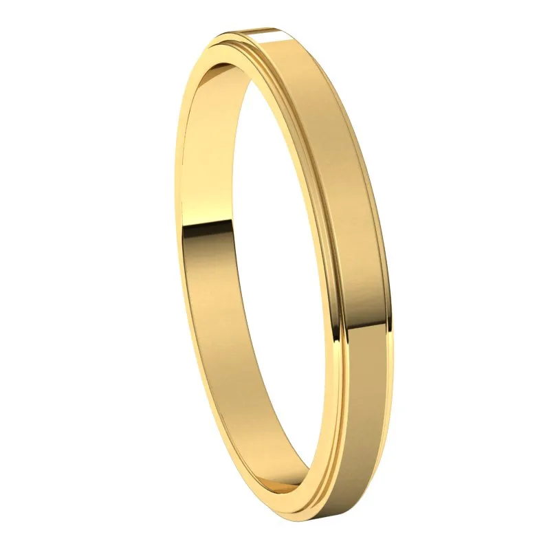 10K Yellow Gold 2.5 mm flat edge Wedding Band