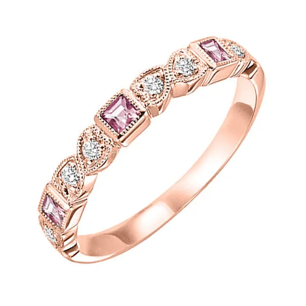 10KT Pink Gold & Diamond Classic Book Stackable Fashion Ring  - 1/10 ctw