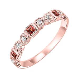 10KT Pink Gold & Diamond Classic Book Stackable Fashion Ring  - 1/10 ctw