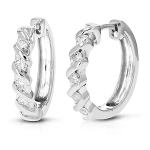 1/2 cttw Lab Grown Diamond Channel Hoop Earrings Sterling Silver