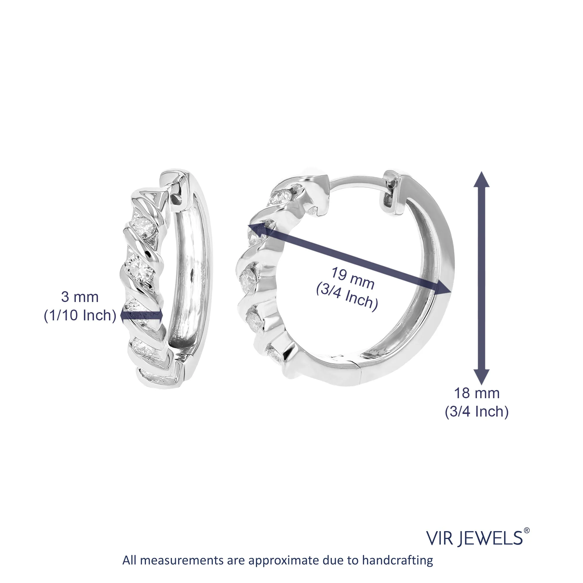1/2 cttw Lab Grown Diamond Channel Hoop Earrings Sterling Silver