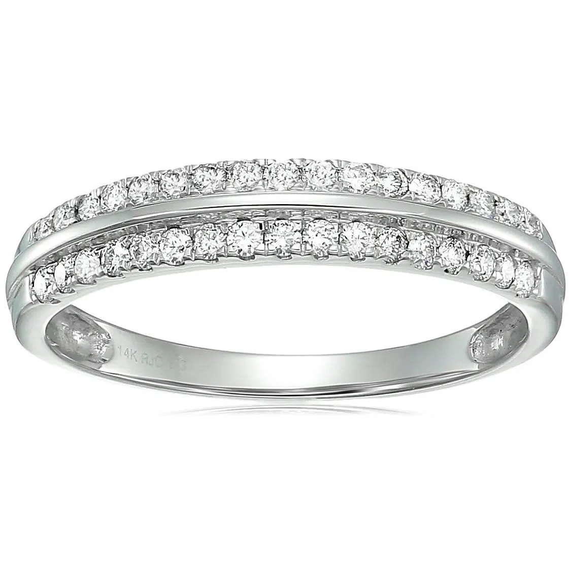1/3 cttw Double Row Diamond Wedding Bands in 14K White Gold