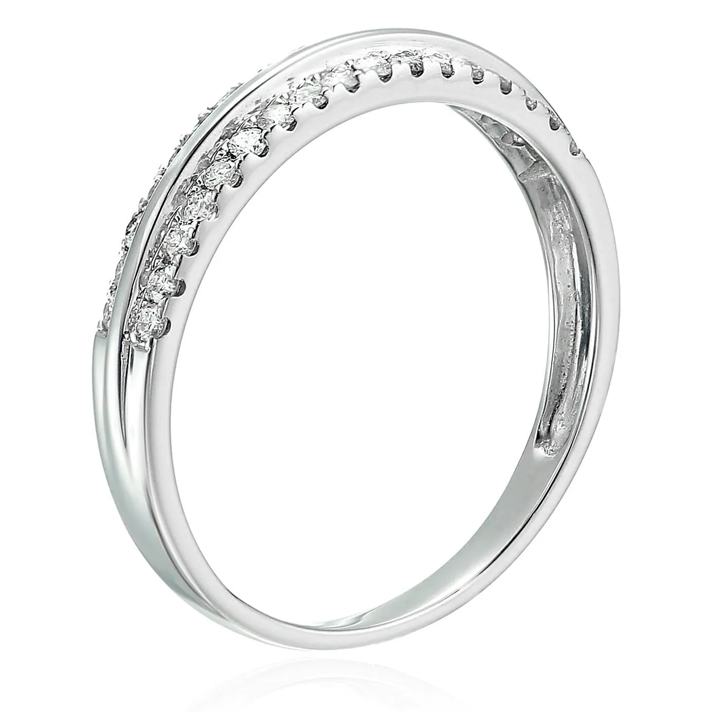 1/3 cttw Double Row Diamond Wedding Bands in 14K White Gold